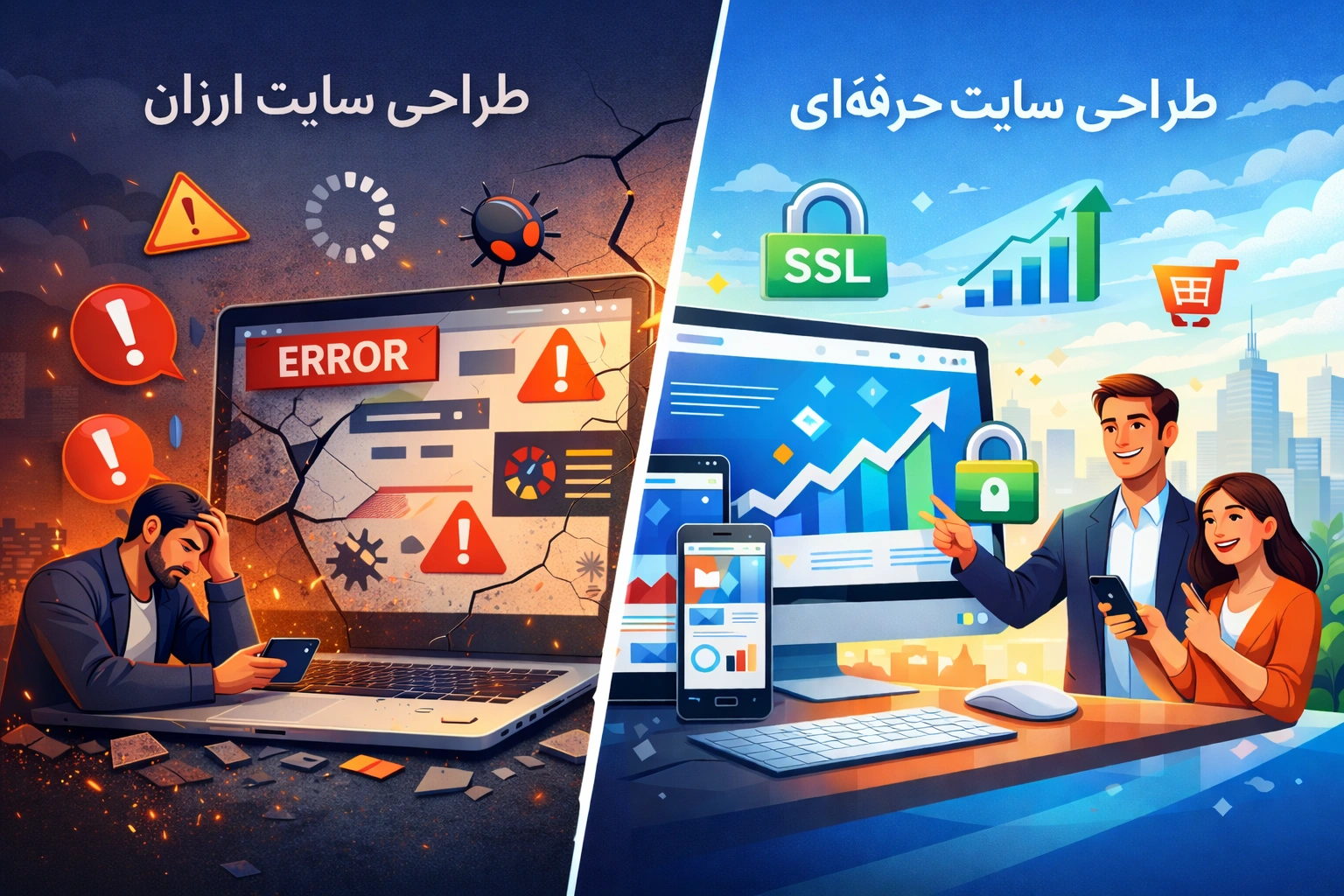 تفاوت کلیدی بین طراحی سایت حرفهای و ارزان در مشهد